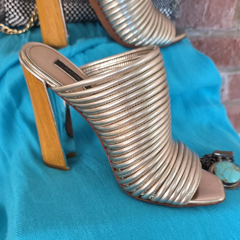 Chic Rachel Zoe Silver Heeled Mules - Picture 6 of 15